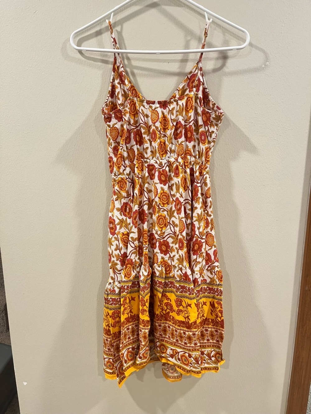 Boho Floral Button-Front Mini Dress - Small - Picture 4 of 9